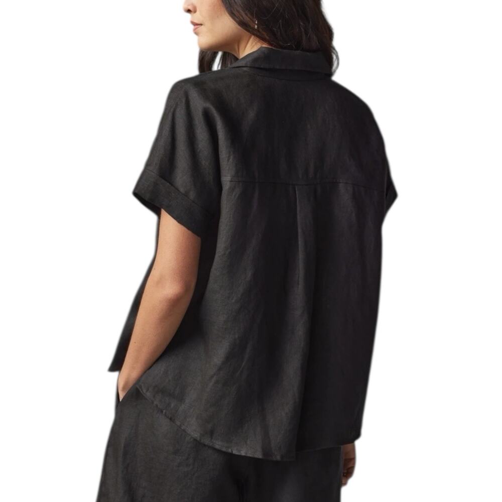 NWOT American Giant Women’s Linen Shirt Black Button Front Size Small - Picture 2 of 8